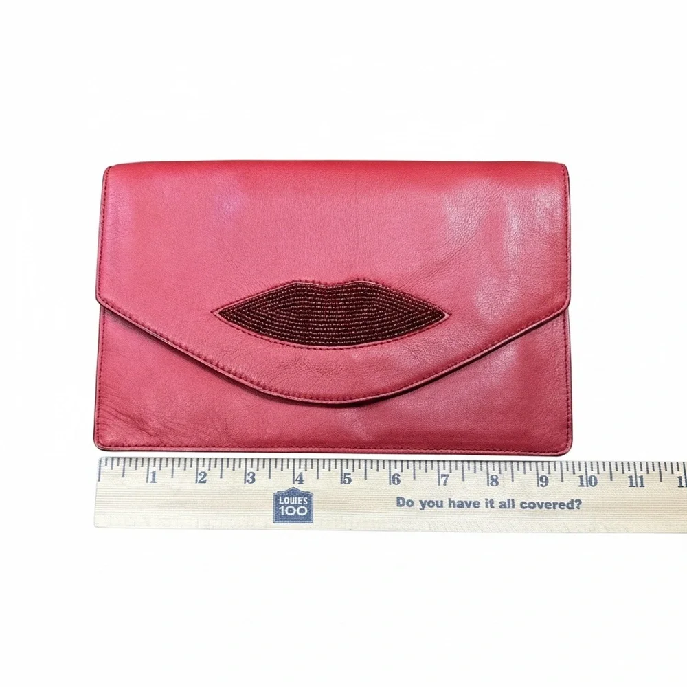 VTG Banana Republic L Wren Scott Collection Red Genuine‎ Leather Clutch